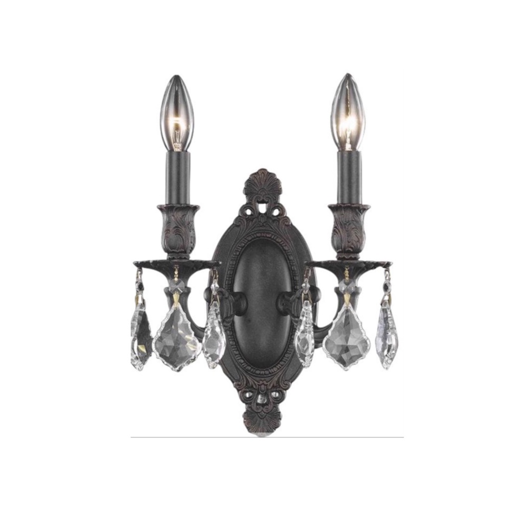 Dark Bronze Wall Sconce With Crystal Accents